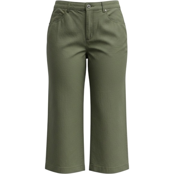 Old Navy Pants - Old Navy Womens Plus Size 22 Olive Green Wide Leg Cropped Twill Pants Utility